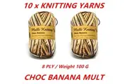 10 x Choc Banana 100g 8ply Soft Chunky Knitting Yarn Roving Wool Crocheting Sweater Acrylic