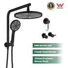 WELS 10" Rain Shower Head Set Black 2 in 1 System Gooseneck Arm Shower Mixer Tap