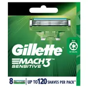 Gillette Mach3 Sensitive Razor Blade Refills - 8 Pack, 3 Blades