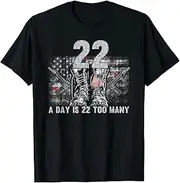 [VidiAmazing] 22 A Day is 22 Too Many Veteran Lives Matter Help Veterans T-Shirt ds530 T-Shirt