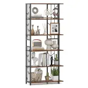 Costway6-Tier Bookshelf with Heavy-duty Metal Frame and 2 Anti-tipping Kits-Coffee