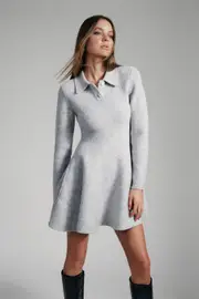 lexter mini volume knit dress in dovegrey