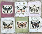 junk journal moth cards scrapbook card making set of 6 journal distressed card
