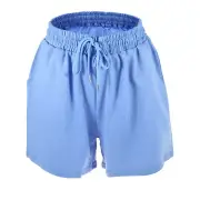 1Pcs Women's Flowy Running Shorts Sky Blue Size M