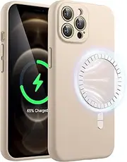 JETech Magnetic Silicone Case for iPhone 12 Pro Max 6.7-Inch, Compatible with MagSafe, Phone Cover with Camera Lens Full Protection (Gold)
