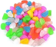 ANDRESLAD 100Pcs Luminous Cobblestone Pebbles Glow Dark Aquarium Decoration for Fish Tank Garden for Pathways and Landscaping Safe for Over
