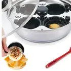 Deluxe Egg Poacher - Stainless Steel 4-Cup Poached Egg Maker with Glass Lid
