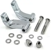 HASkulle Motorcycle Mirror Extenders Chrome Mirror Relocation Extension Adapter Kit Compatible with Harley Davidson Heritage Flstc Fxcwc Super Glide Fxdc Wide, Silver