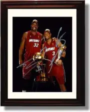 Unframed Shaquille O'Neal and Dwayne Wade Autograph Promo Print - Miami Heat