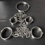 HCUDFN SM handcuffs ankle cuffs collar stainless steel handcuffs, screw open, bondage handcuffs ankle collar sex toys for women couples(Male)