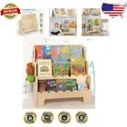 Montessori Kids Bookshelf - 3-Tier Wooden Book Rack for Safe Toddler Reading