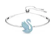 Swarovski - Swan bangle - Swan, Blue, Rhodium plated