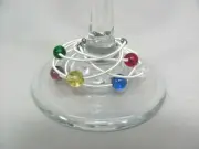 Wine Glass Charms Set of 6 Ring Markers Colorful Glass Beads in Gift Bag