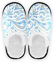 Travel Slippers Modern Arabian Style Blue Texture For Women Soft Warm Lightweight Memory Foam