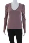 Nation LTD Womens Cotton V-Neck Puff Long Sleeve Blouse Top Mauve Size XS