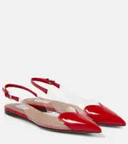 [Alaia] Alaïa Le Caur patent leather and PU slingback flats AU 8 red