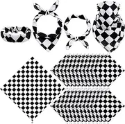 [Panitay] 24 Pcs Checkered Flag Bandanas Cotton Bandanna Black and White Checkered Wearable Bandanas for Women Men Racing Party Scarf Handkerchief Accessories Costume, Black and White, One Size