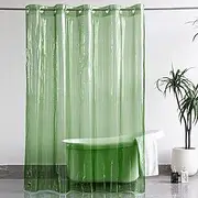 Barossa Design No Hook Clear Green Shower Curtain or Liner - Soft EVA 10G Extra Heavy Duty Shower Curtain with 3 Magnets for Bathroom, Standard Size 71" x 74", Clear Green