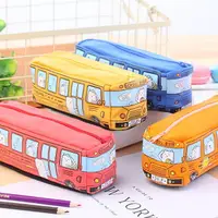 在飛比找樂天市場購物網優惠-創意中小學生筆袋男兒童卡通巴士汽車文具袋大容量筆盒鉛筆盒帆布
