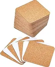 YBVABE Self-Adhesive Cork Coasters Squares 100X100X2mm– 60 Pack Thin Cork Sheets for DIY Crafts, Wall Décor & Drink Protection – Natural Lightweight Cork Pads for Home or Office