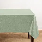 Elrene Home Fashions Monterey Linen Inspired Water- and Stain-Resistant Vinyl Tablecloth with Flannel Backing, 60 inches X 84 inches, Rectangle, Sage