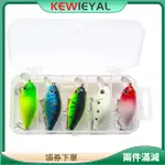 KEWIEY 5 件套硬魚餌 CRANKBAITS BASS 魚餌帶 2 個高音魚鉤逼真的魚餌