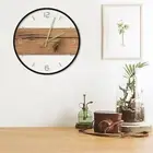 Minimalist Wall Clock Wood Texture 30cm Battery Operated Non Ticking Silent Wall