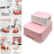 Toddler Two Step Stool Anti-Slip Pink Sturdy Double UP for Baby Kid Bathroom