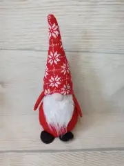 New Red 13" Gnome Winter Shelf Sitter Doll Decor Sweater Stocking Hat Snowflake