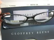 GEOFFREY BEENE EYEGLASS FRAMES Style TIMELESS in BLACK 55-16-135 W/ Case