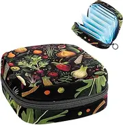 Period Bag,Sanitary Napkin Storage Bag,Colorful Fruits Vegetables,Tampon Holder for Purse