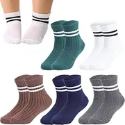 [Risipu] 5 Pairs Baby Socks Cotton Toddlers Socks for Boys Girls Breathable Stripes Ankle Sock for Kids Children Age 1-3 Years, Blue, 1-2 Years