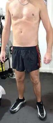 PENRITH PANTHERS STYLE SHINY RUGBY LEAGUE FOOTY SHORTS - XL - 44” / 110CM