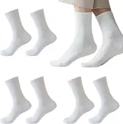[SGERUFZ] 3 Pairs Tennis Socks Men Women Padded Sports Socks for Running White