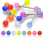 1,6 X 16 MM Tongue Piercing Glitter Barbell BAR Nipple Piercing Z282