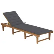 Folding Sun Lounger with Cushion Solid Wood Acacia vidaXL