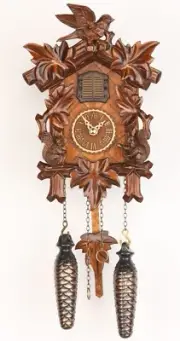 Quartz Cuckoo Clock 5 leaves, bird, with music TU 370 QM NEW