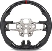 Oreilet Steering Wheel, Hydro Dip Carbon Fiber Steering Wheel With Red Stitching, Perforated Leather SteeringWheel Replacement for Mustang2018-2023