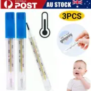 3x Mercury Free Adult Kids Thermometer Scale Traditional Glass Clinical Accuracy