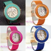 Designer Stainless Steel Chainmail Mesh Chunky Sporty Chronograph Style Watch