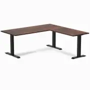 Desky Fixed Height American Rustic Pine Softwood L-Shape Office Desk 1800x1750mm Matte Black Frame