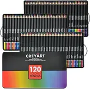 Colored Pencils Set of 120 – Pre-Sharpened Nontoxic Art Supplies for Kids and Adults - Soft and Thick Oil Based Leads – 120 Colors in Tin Box - By Creyart