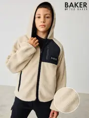 Baker by Ted Baker Cream Hooded Zip Through Fleece (B27115) | $51 - $58