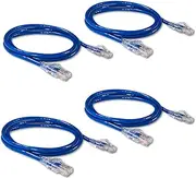 4pcs 5M Cat.6 UTP Patch Cable, 24AWG Bare Copper Internet LAN Cable, Gigabit Network Cable for Gaming PC, WiFi Extender,Router, X Box,Computer, Blue