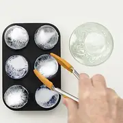 Whiskey Ice Ball Mold - 4.5cm Silicone Maker With Individual Lid for Easy Fill and Release - 6 Round Sphere Molds for Cocktails and Bourbon