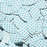 Navette Leaf Sequin 1.5" Aqua Blue Polka Dot on Silver Metallic