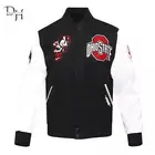 New Letterman Ohio State Black Wool and White Leather Sleeves Varsity Jacket