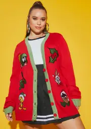 [Dolls Kill x Looney Tunes] Plus Tis The Looney Season Christmas Cardigan