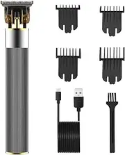 Surker Hair Trimmers Electric Pro Li T-Blade Trimmer Cordless Liners for Men Clippers Zero Gapped Detail Barbershop Beard Shaver Rechargeable (Silver)