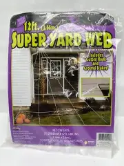 12 FT SUPER YARD SPIDER WEB LARGE 12 Ft X 8 Ft WEB NIP HALLOWEEN DECORATION